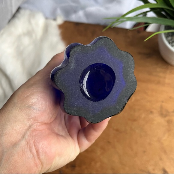 Vintage Cobalt Blue Five Finger Art Glass Stretch Swung Midcentury Modern - Picture 5 of 8